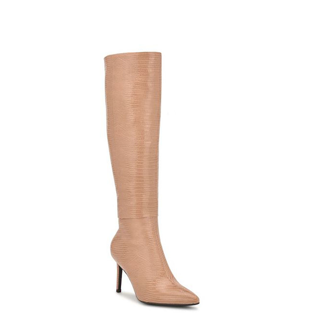 Nine West Ronir Natural Nude Pointed Toe Stiletto Heel Knee High Fashion Boots (Natural, 10)